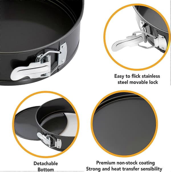 ke Tin - 9 Tommer Kageforme til Bagning, 22 cm Springform Kageforme til Cheesecake, Non-Stick Bageforme Rund Kageform, Bageudstyr Rund Kageform til