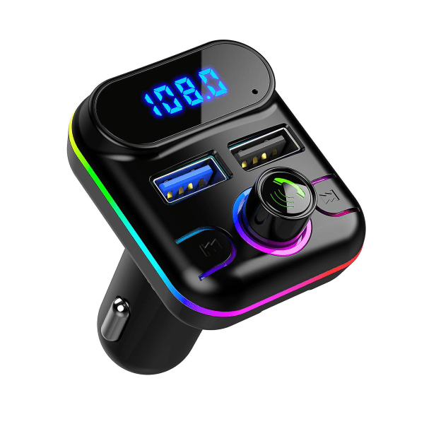 Bil Bluetooth 5.0 Trådløs Håndfri Bil FM-Sender Mottaker Radio MP3 Adapter Spiller 2 USB Ladersett NUO0412