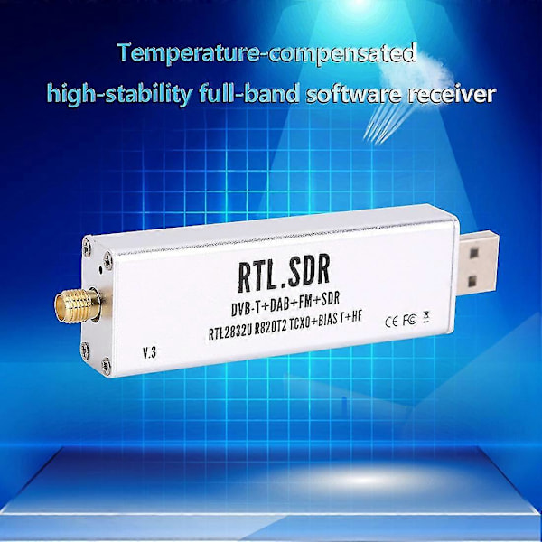 RTL SDR -vastaanotin V3 RTL2832U 0,1 MHz - 1,7 GHz TCXO -vastaanotin antennilla