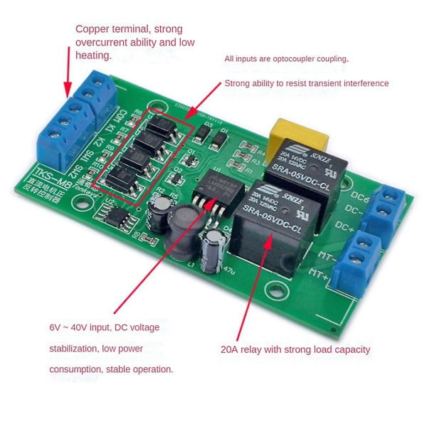 DC 6V 12V 24V DC Motor Fremover og Bakover Kontroller 20A Høy Strøm med Begrenset Relé Driver Løfte Kontrollkort P0