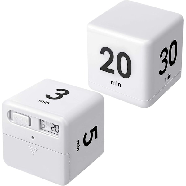 2 st kubformade timers med gravitationssensor, vändbar timer för barn, träningstimer och speltimer för tidsstyrning, 1 3 5 10 minuter och 15 20 30 60 minuter (