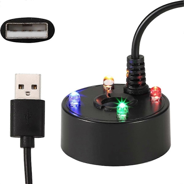 Mist Maker, USB-port 4 farger LED-lys Mini Mister Tåkefogger, Innendørs Fontene Hage Dam Vann F
