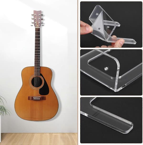 1 Set Gitarrhängare Krok Klar Akryl Gitarr Väggfäste Fäste Hållare Stativ