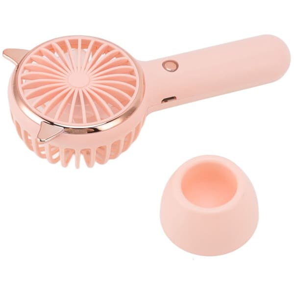 Bærbar katteøre-ventilator. USB genopladelig med 3 hastigheder. Mini lyserød bærbar ventilator.
