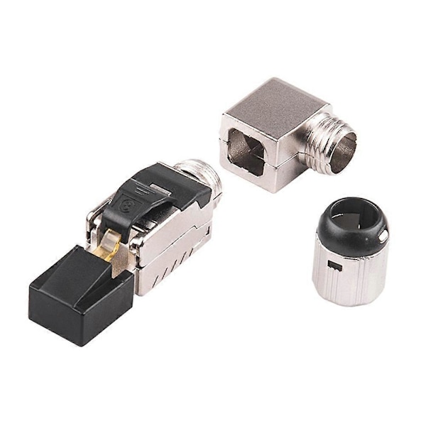 RJ45 Fullskjermet Sink-legering Feltplugg 90 Graders Vinklet CAT8 STP Felttermineringskontakt Verktøy