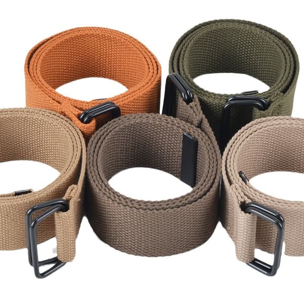 Lærredsbælte - 3,8 cm x 130 cm - Fritidsbælte med dobbelt D-ring - Egnet til mænd og kvinder - Pink