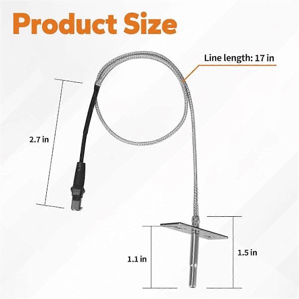 RTD Temperaturføler Probe Udskiftning til Pit-Boss 3/5/7 Serie, Pro-Series II 4 Serie, Sportsma