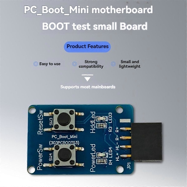 PC-Boot-Mini Bundkort Boot Test Board 9 Pin PC Tænd/Sluk Knap til PC Bundkort