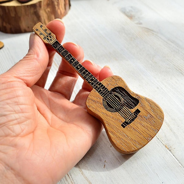 Gitarrplockfodral, Trä Akustisk Gitarrplocklåda, Gitarrplockhållare med 3 Gitarrplock, Gitarrplockställ för Gitarrspelare Älskare