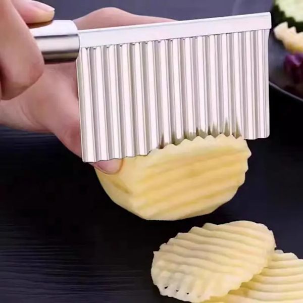 1 stk Rustfritt Stål Krinkle Cut Potetkniv - Perfekt for Pommes Frites & Bølgede Skiver, Manuell Kjøkkenredskap Potetskutter