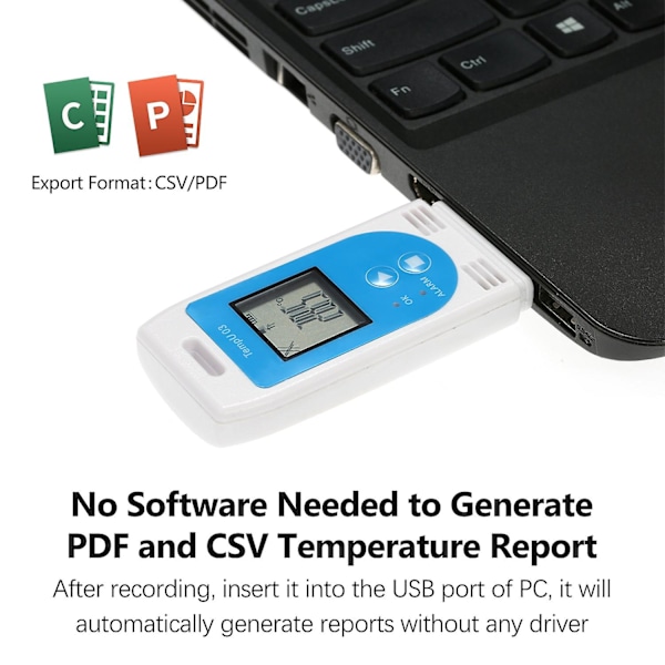 USB Temperatur- og Luftfugtighedsdatalogger Genanvendelig RH TEMP Datalogger Optager Humiture Optagelsesmåler w