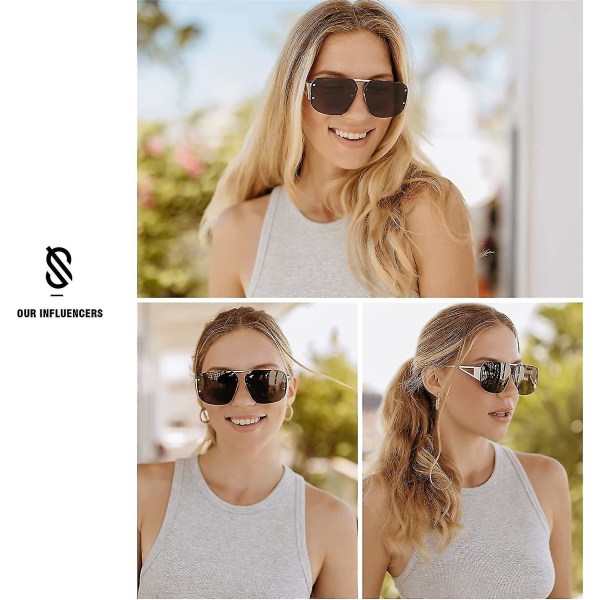 Trendy Aviator Solbriller for Menn og Kvinner Retro Metall Rammende Solbriller Lentes De Sol Para Mujer SJ1192-(Brun)