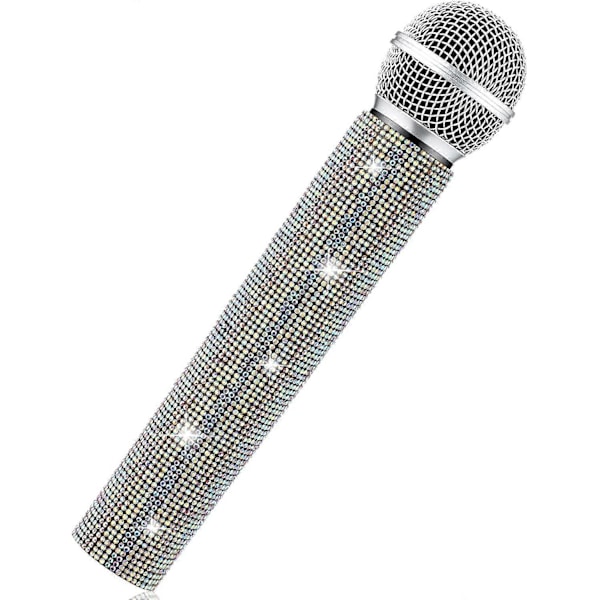 Mikrofon Rekvisit Plastik Lege Mikrofon Lad Som Om Glitter Besatte Mikrofoner til Diskotek Scene Live Broadcast (AB Farve)