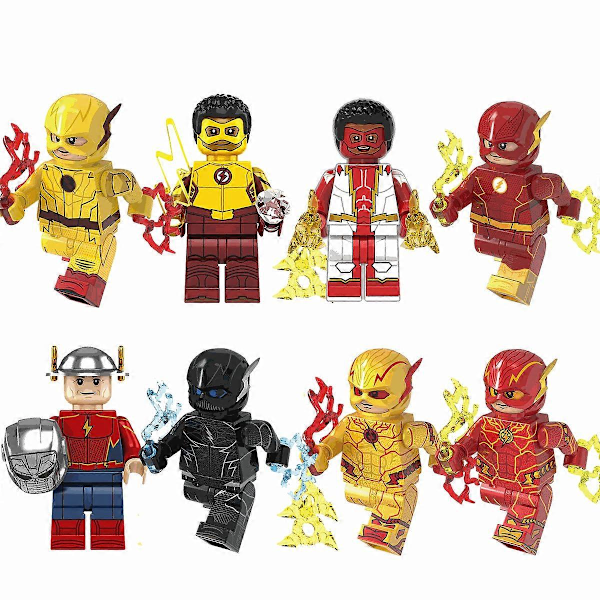 8 Pcs Superhero The Flash Action Figures Building Blocks Toys Set Battle Hero Character Figures Collectible for Kids