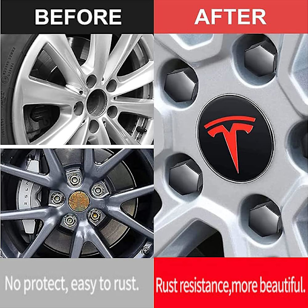 Aero Hjulkapslar och Hjulmutterkåpor med Tesla-Logotyp för Model 3, Model Y (röd)