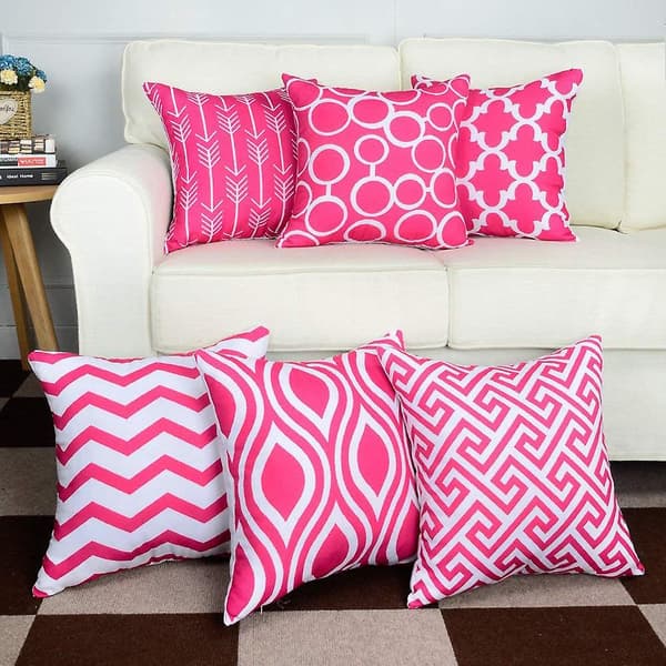 6PC/Set Dekorativt Hemkuddfodral Bomull Linne Soffa Kudde Överkast Kuddfodral