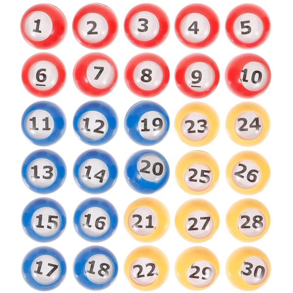 30 stk Bingo-kuler Nummererte Lottokuler Spillkuler Rekvisitter Plastutskiftningsnummerkuler