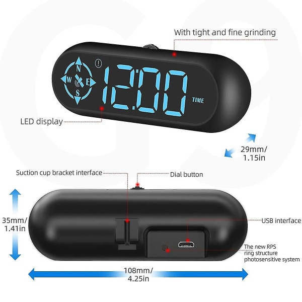 2024 Digital Car GPS Speedometer, Car HUD med hastighet, kompasskörriktning, trötthetskörningspåminnelse