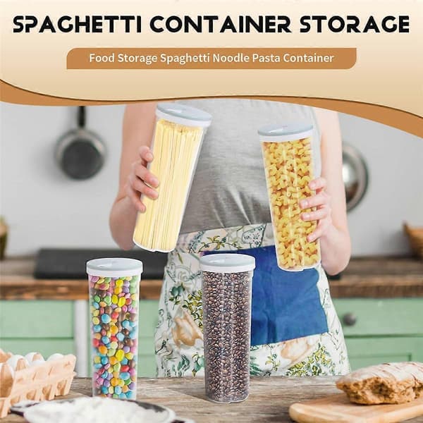 PP Hög Matförvaring Spaghetti Nudel Pasta Behållare med Låsande Lock Klar Torr Mat