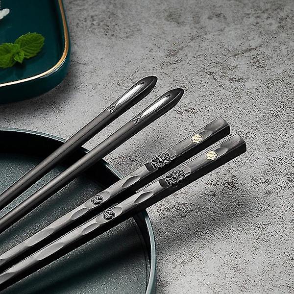 5 Par Alloy Lasergraverte Spisepinner Sklisikre Gjenbrukbare Sushi Pinner