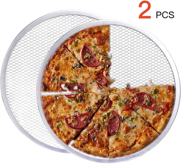 Pizzanät, 30 cm sömlöst pizzanät i aluminium med non-stick, 2-pack