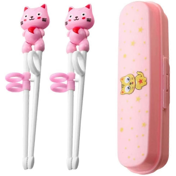 Spisepinner for barn, hjelpere, venstrehendt, spisepinner for trening, 2 par - rosa