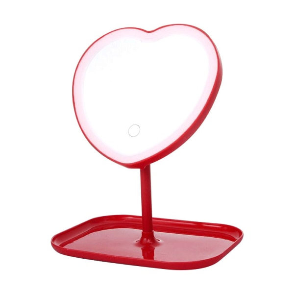 2023 LED sminkspegel sminkspegel med ljus spegel hjärtform med bricka red