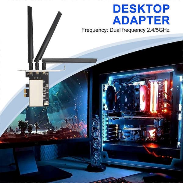 för Broadcom Bcm94360CSAX Bcm943602CS Bcm94331CSAX WLAN-kort Desktop PCI-E Converter Adapter + Antenn