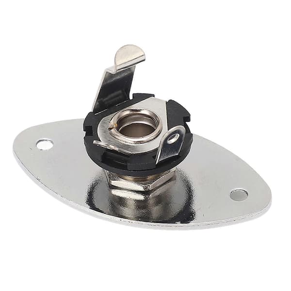 Gitarjack Oval Form Metall Universal 1/4 Tommers Jack Socket Plate for Tele Style Gitarer