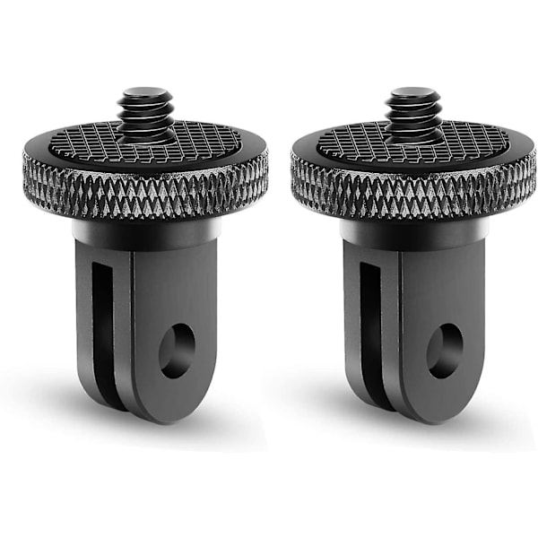 Stativadapter Kameramontagetillbehör Aluminium Adapter för Montering av Kameror till GoPro-fäste och Andra Actionkameror (2 stycken, Svart)