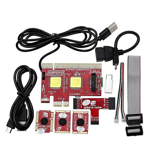 V8 Multifunktionel Laptop og Desktop PC Universal Post Diagnostisk Testkort Debug Support PCI, PCI-E, L