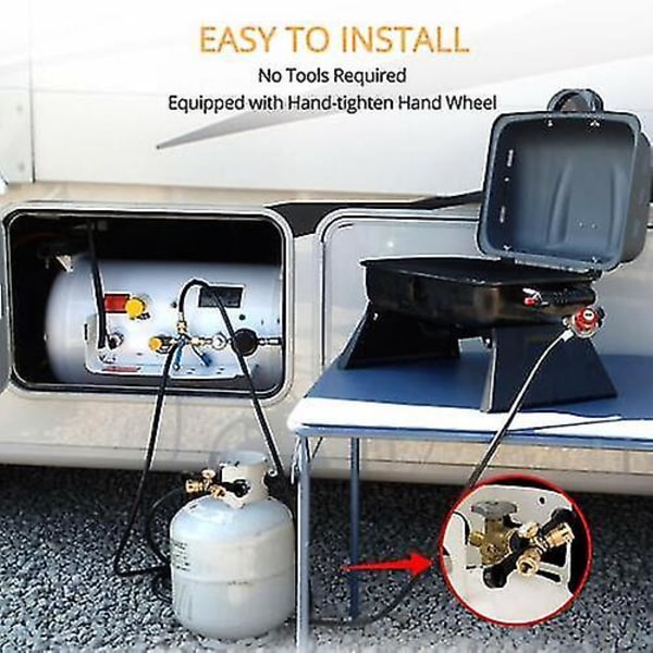 Propan Tank Y-Splitter Adapter 2-vejs LP Gas T-forbindelse med Måler