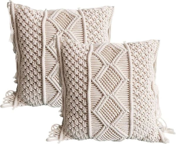 Pudebetræk - RAILONCH - Boheme Stil - Bomuld Makramé - 45x45 cm - Flere Farver