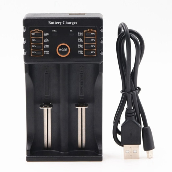 18650 Litiumbatterilader Lommelykt 18650 Oppladbart Batteri VTC6 3000MAh Batteri + USB-lader