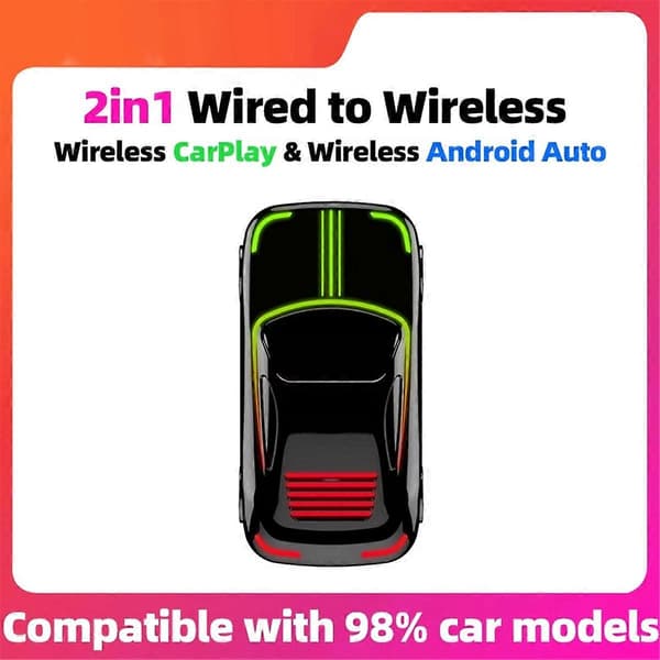 Trådløs Carplay Adapter Android Auto Smart AI Boks Bluetooth WiFi Rask Tilkobling Plug and Play for Wir