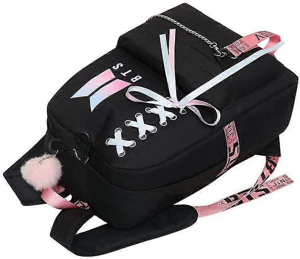 Rygsæk til mellemskoleelever, B-t-s College Casual Bag Sidekonfiguration USB-interface og hovedtelefonstik. (sort 1)