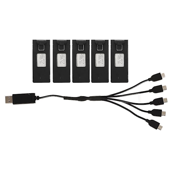 5 st 3,7V 1800mah drönarbatterier i litium - Fjärrkontrollerade flygplansmodeller Tillbehör med laddningskabel
