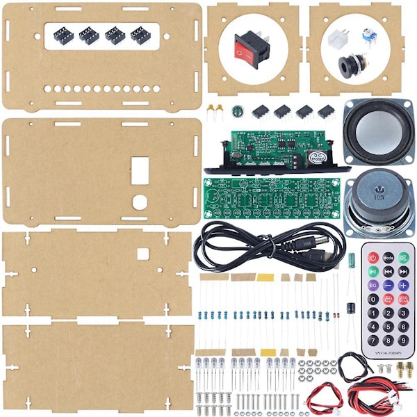 Diy Bluetooth-högtalarkit LED FM-radio USB Mini Hemljudsförstärkare med digital display Lödprojekt(transparent)