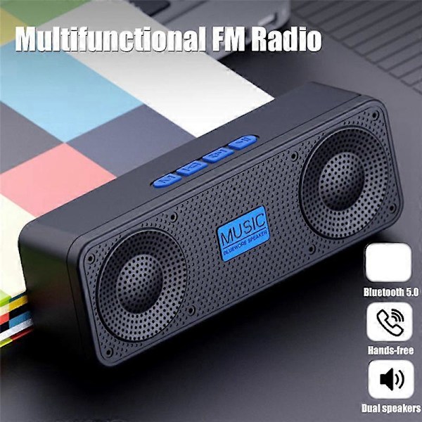 Bärbar FM-radio Trådlös Bluetooth 5.0 TWS Högtalare Mini MP3 Musikspelare Stöd TF-kort U Disk US