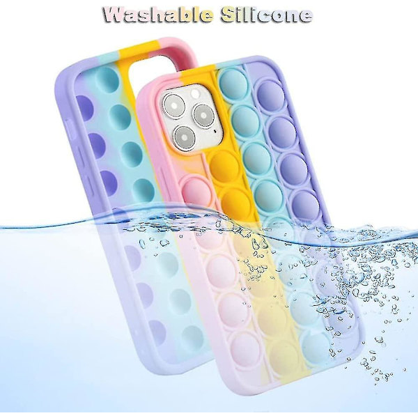 Aupartuds Pop It Telefonfodral för iPhone 8 7 6, Stressavlastande Push Pop Bubble Fidget Toys Cover, Sött Roligt Mjukt Silikon Skyddande Skal för iPhone SE