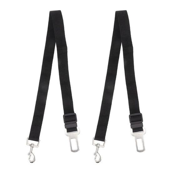 Hundsäkerhetsbälte - 2-pack - Justerbart - Svart - Polypropen YYV