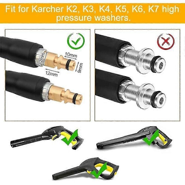 Reservedelsslange til Karcher K2 K3 K4 K5 K6 K7 Trykvaskere Højtryksvaskerslange Hurtigkobling og Hurtigudløsning 6m_SSDLV