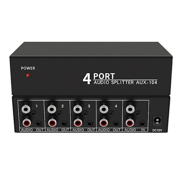 Ljuddelare 1 in 4 ut Rca L/r Aux Stereo Ljuddelare 1x4 Ljudfördelare för PC Dvd Högtalare