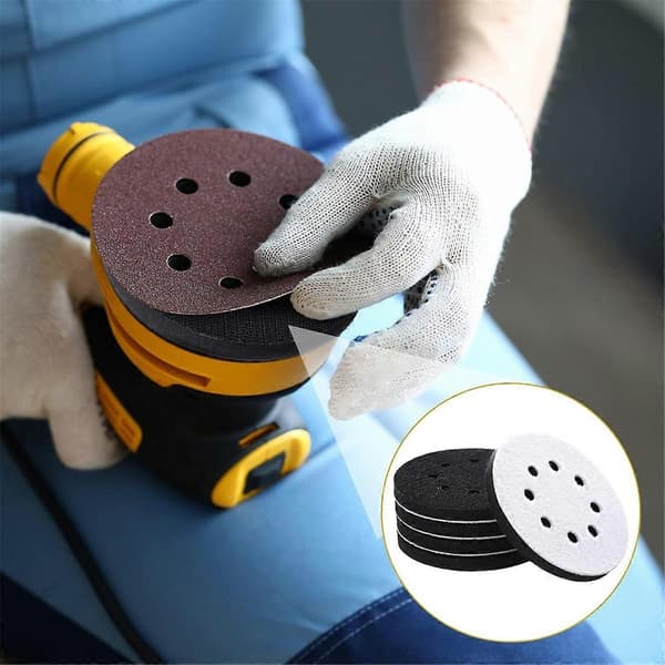 10 stk. bløde interface pads, 5 tommer, 8 huller, velcro svampepude, buffer bagside pad San