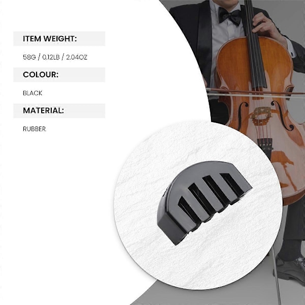 Gummi Øve 5 Klør Cello Demper for 1/8 - 4/4 Størrelse Cello Volumkontroll