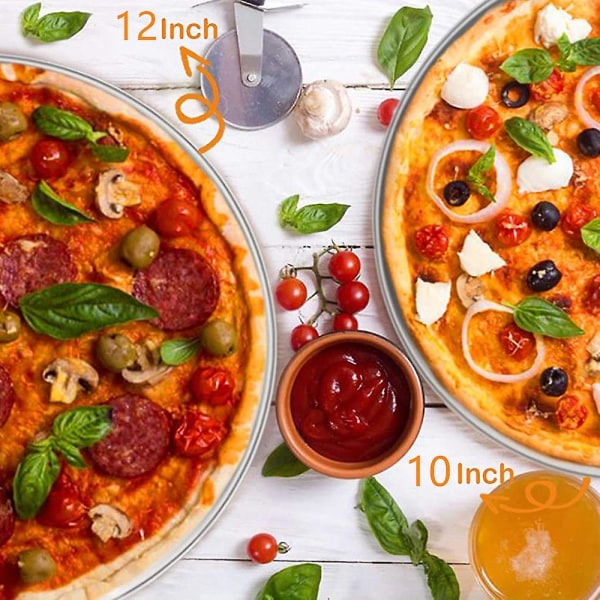 8 tum & 10 tum & 12 tum, 3 st Pizzaform Set Rostfritt Stål Pizzaform Rund Pizza Ugnsformar Bricka för Bakning Servering