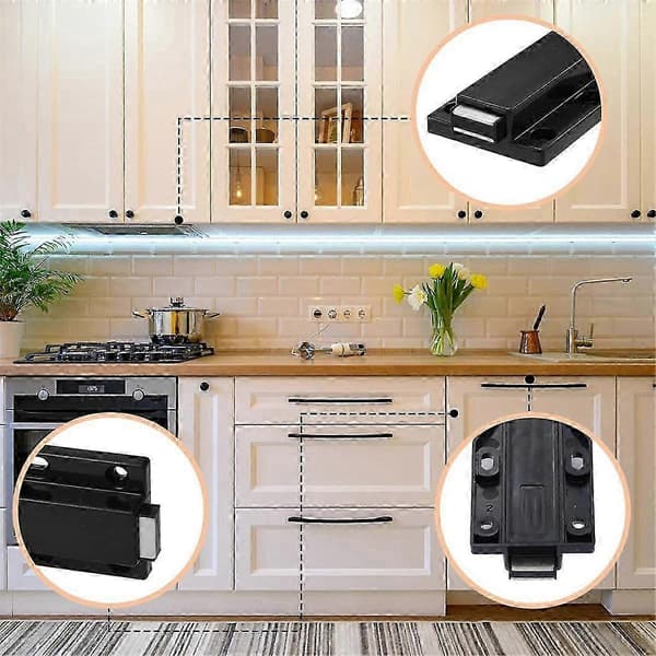 8-pack Magnetisk Trycklås Kraftig Tryck-för-att-öppna Skåpbeslag Tryckfrigöring Magneter Touch Latch