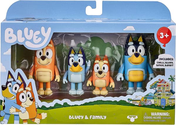Bluey og Venner 4-pak med 2,5-3\" Poseable Figurer