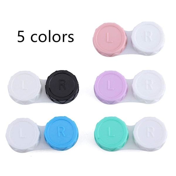25-pack kontaktlinsfodral Portabel kontaktlinsbehållare Kontaktlins case med L och R-lock, 5 färger
