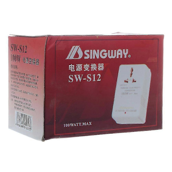 Singway 100W 110V/120V til 220V/240V Steg-opp & ned Spenningsomformer Transformer Reise Hvit